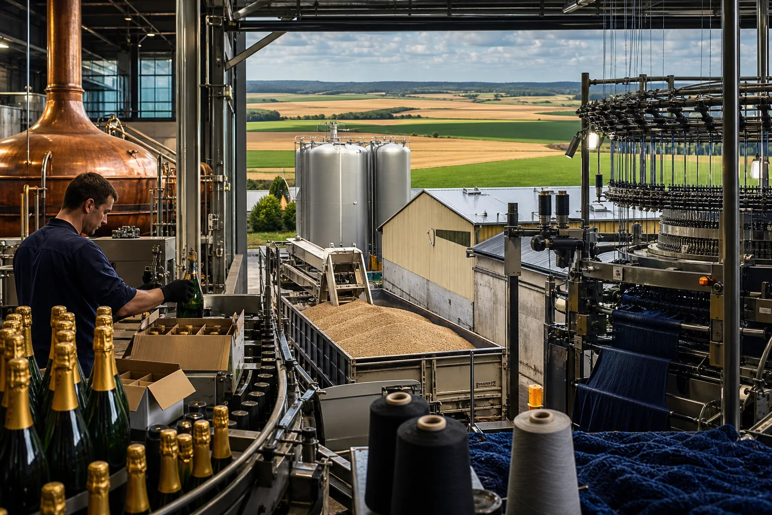 Industrie de l'Aube : Textile et maille, agroalimentaire (sucre, malt, champagne)