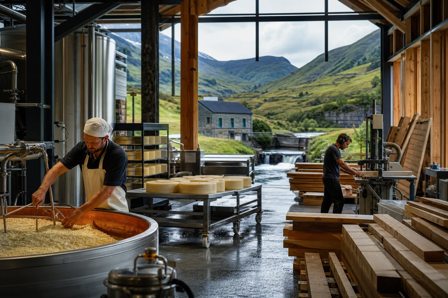 Industrie du Cantal : Agroalimentaire et fromages AOP, transformation du bois
