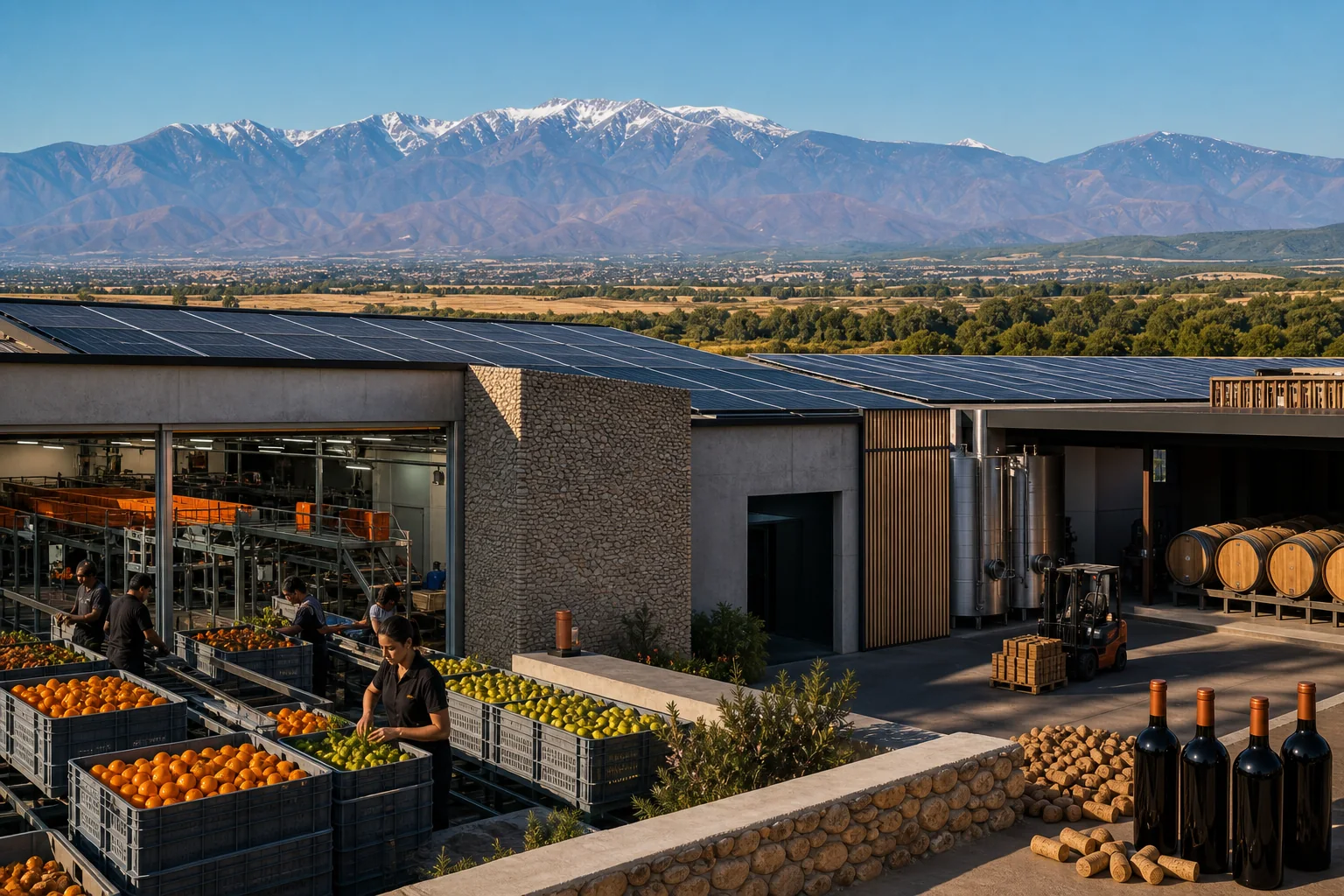 Industrie des Pyrénées-Orientales : Agroalimentaire (fruits, légumes, vin), énergie solaire et renouvelable
